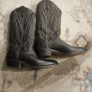 Mens Black Leather Laredo Cowboy Boots Size 9D